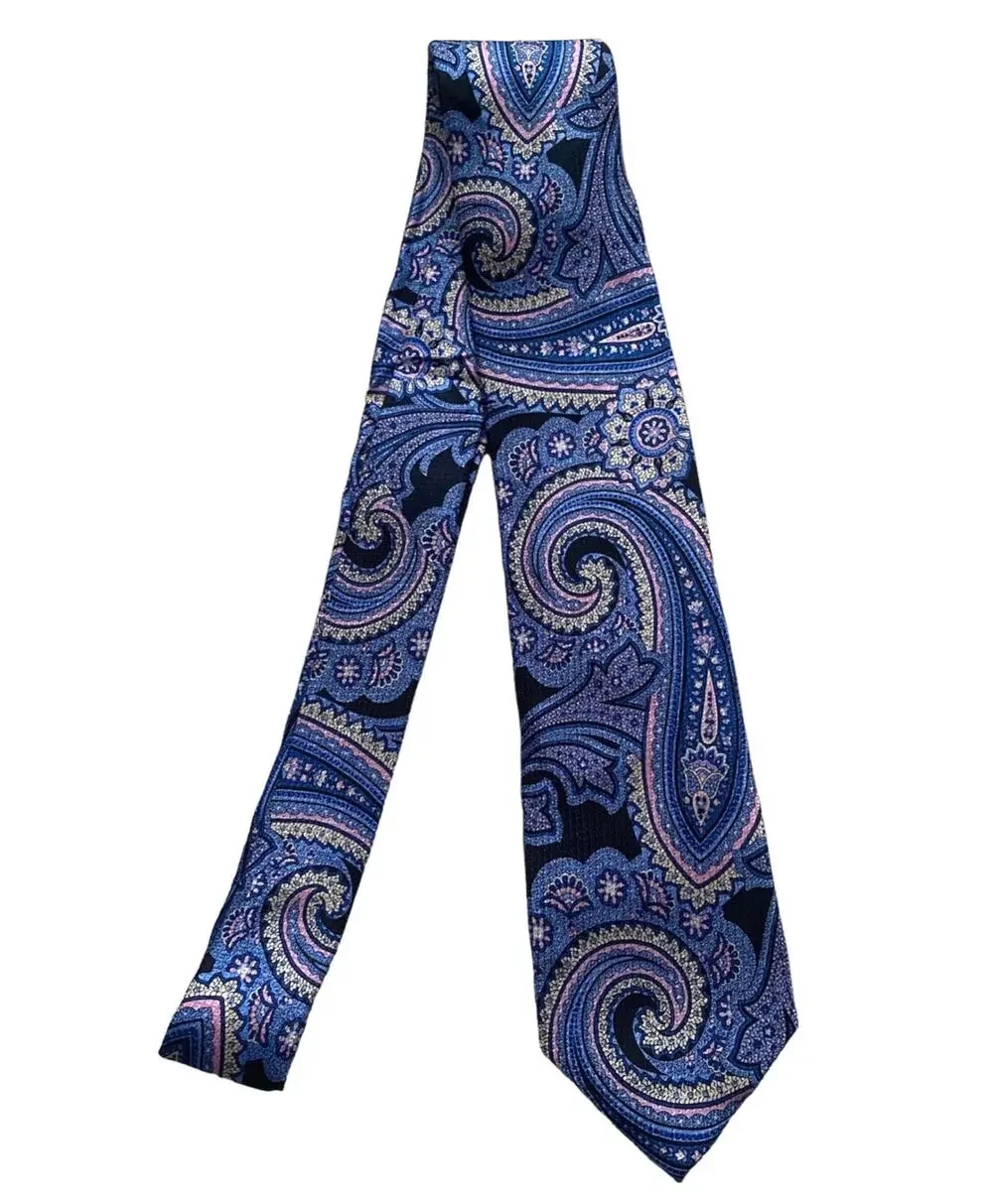 Daniel Cremieux Neck Tie Nwt Blue Pink Paisley Silk Made in Italy